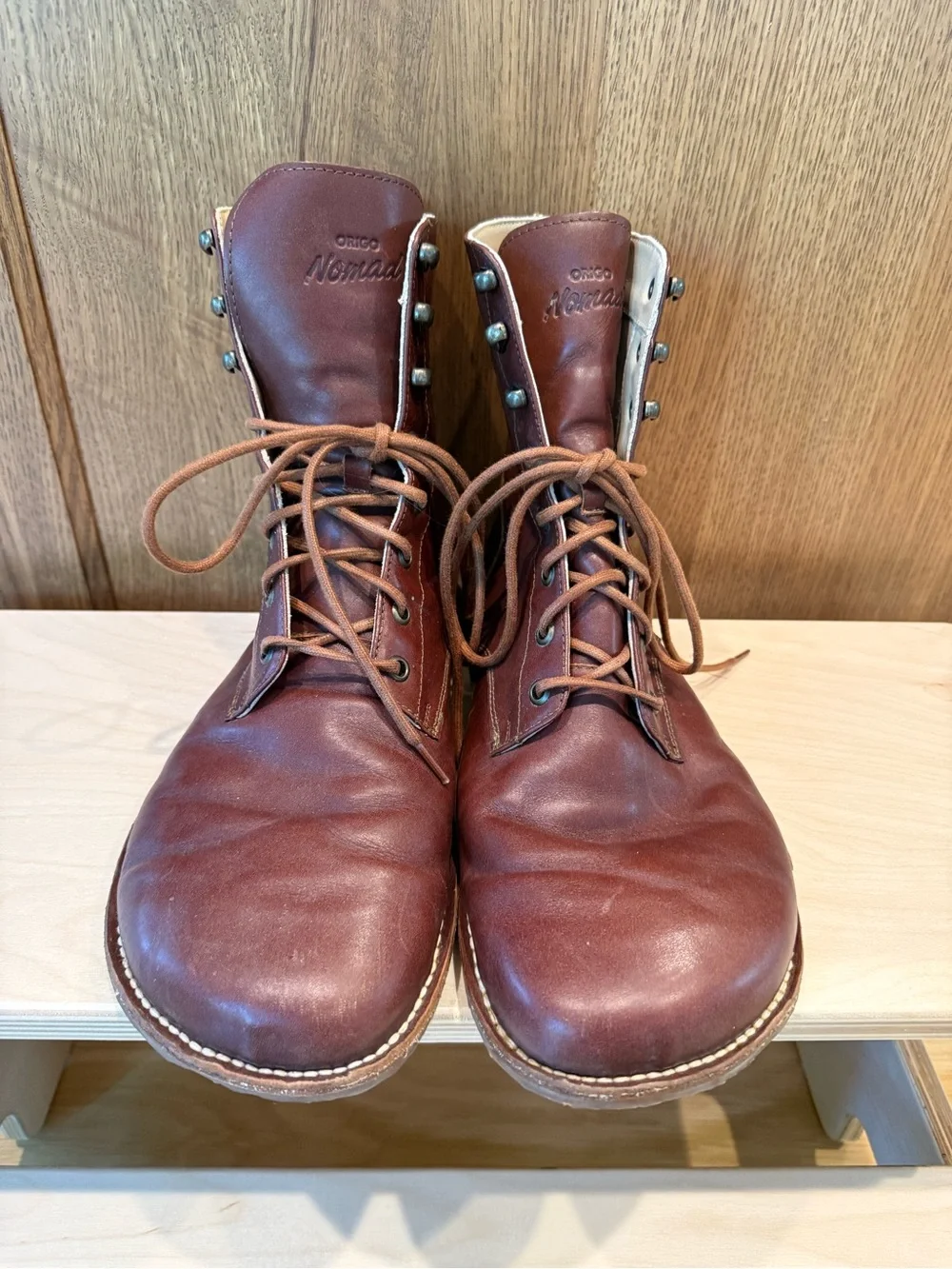 Origo Men's Lace-Up Genuine Leather Boots in Chestnut Brown